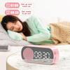Digital Mirror Surface Alarm Clock With Bt Speaker Fm Radio Dual Alarms Electronic Desktop Clock Rechargeable Portable Player