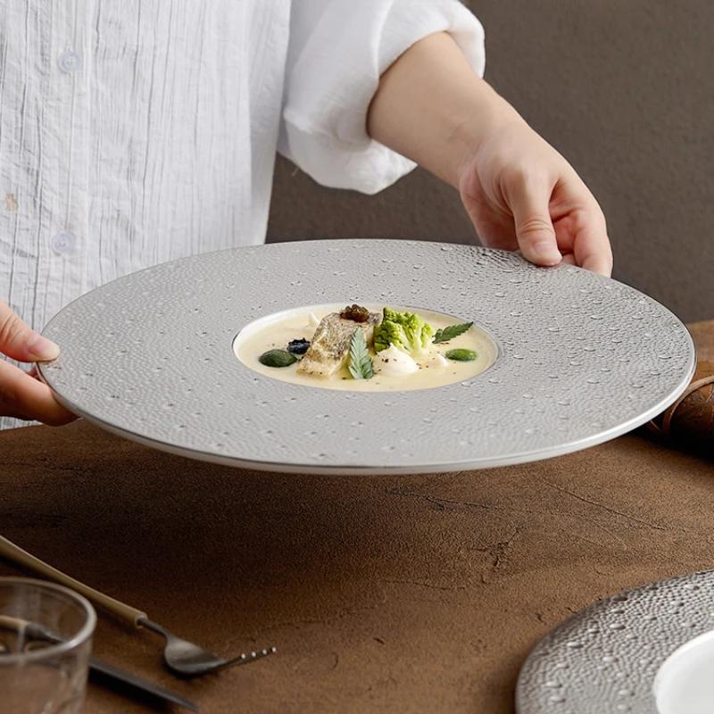 Creative Meteor Planet Round Ceramic Dinner Plate Exquisite Dessert Steak Plate Home Cooking Dishes Dining Room Cutlery Kitchen