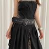 Y2k Leather Waist Belt Gothic Dress Jeans Belt Fashionable Women's Rivet Belt  Streetwear