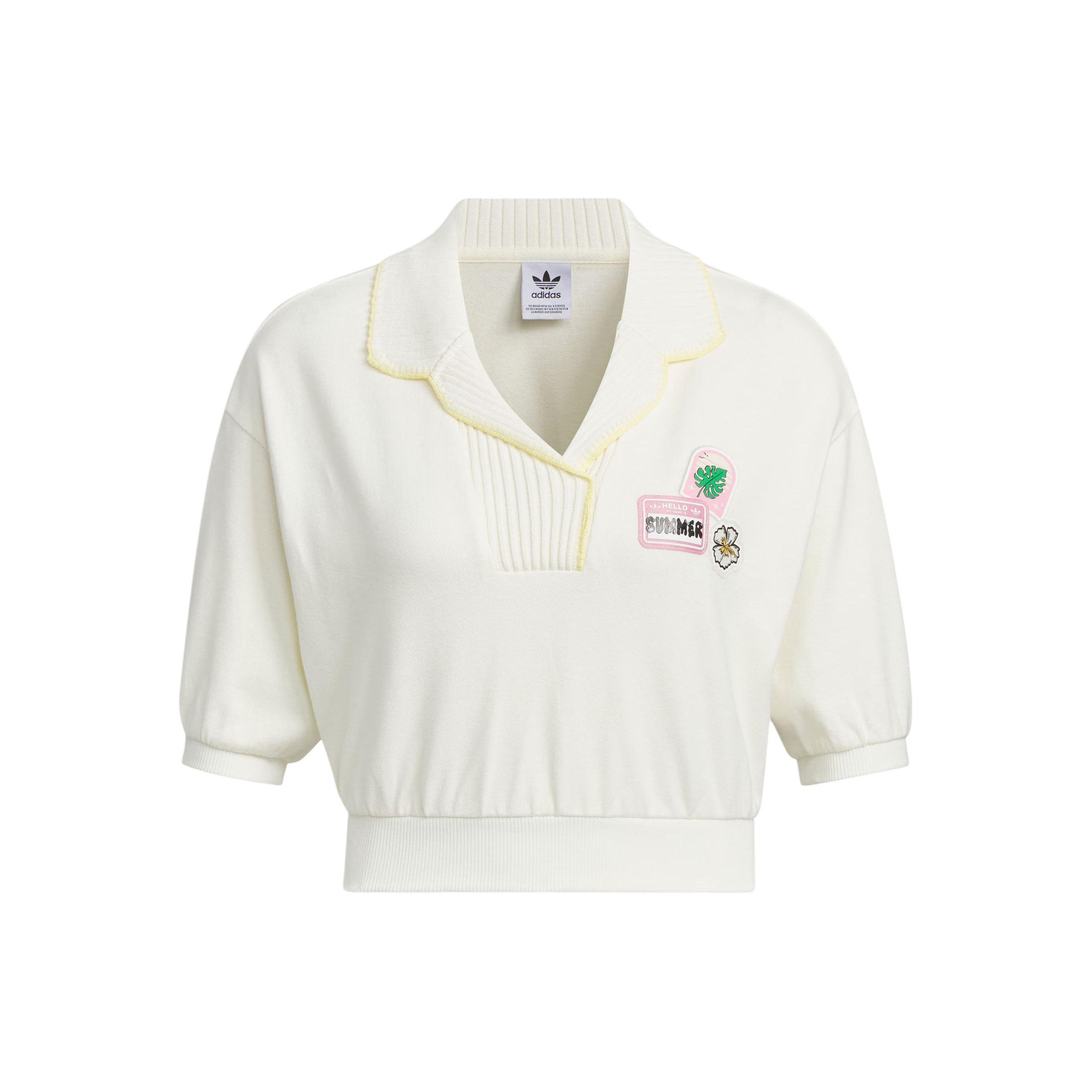 Adidas Originals Summer Holiday Graphic Play Short Sleeve Polo Shirt Off White IW6299 M