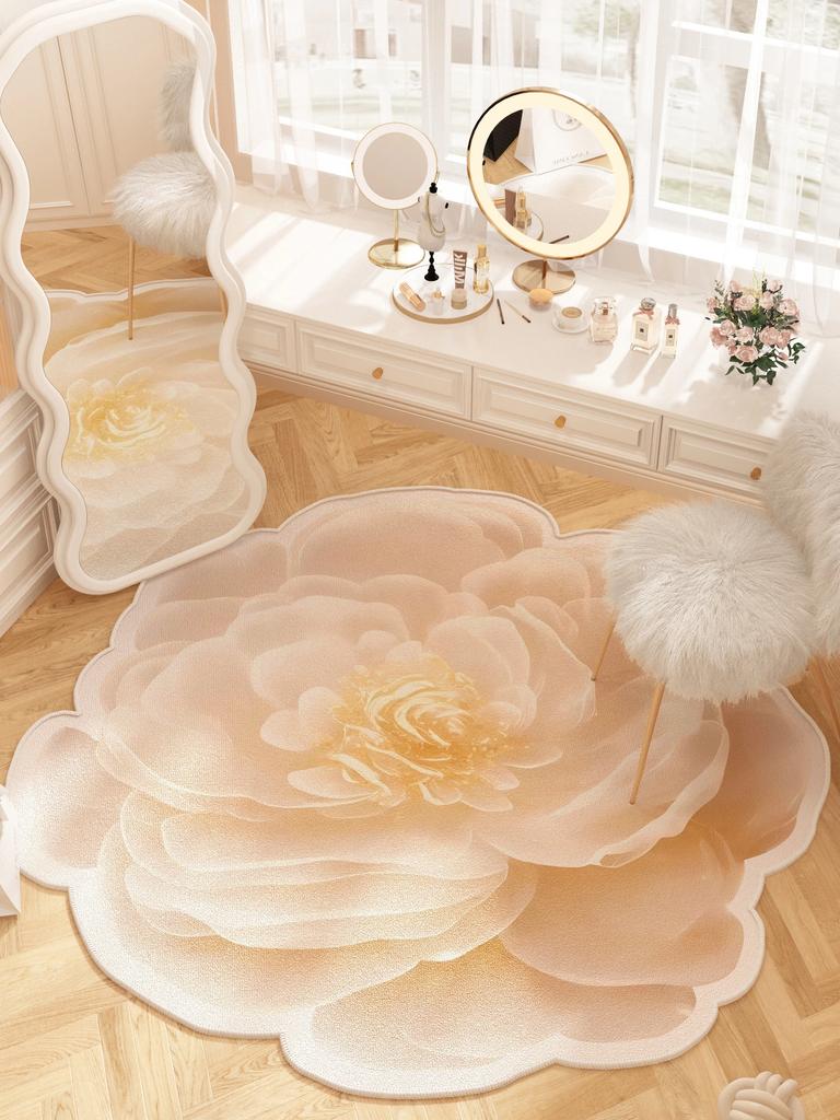 Flower Shape Cloakroom Floor Mat Large Area Luxury Rugs for Bedroom Thick Dresser Rug Nordic Living Room Decoration Plush Carpet