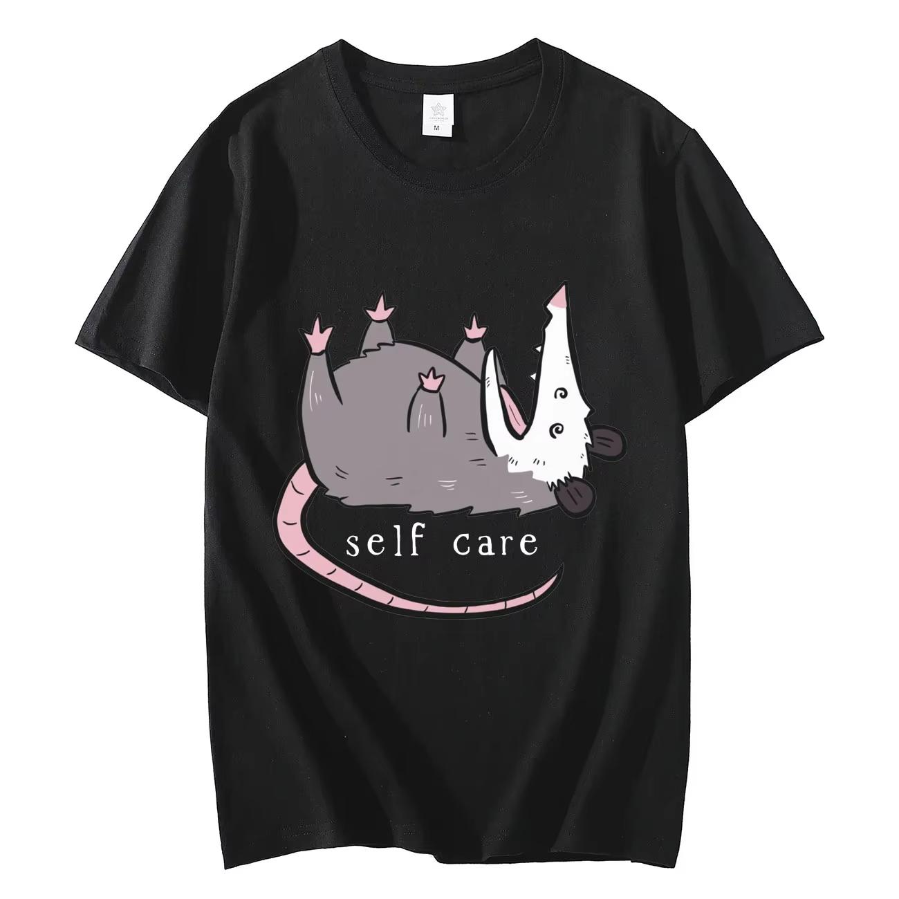 

Opossum Self Care Funny T-shirt Men s Women s Casual Cute Short Sleeve T-shirts Harajuku Fashion Oversized T Shirts Streetwear S разноцветный