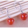 Cercei pentru femei 925 Silver Gold Plated Red Pendant Earrings 2cm Simple Fashion Gift