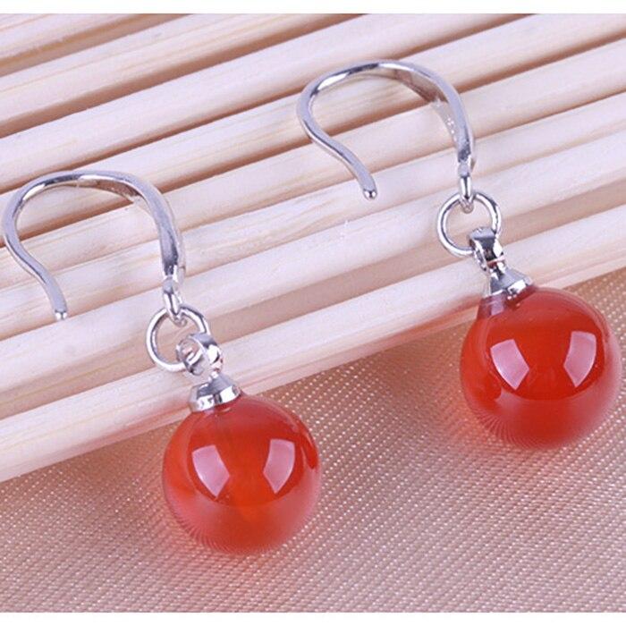 Cercei pentru femei 925 Silver Gold Plated Red Pendant Earrings 2cm Simple Fashion Gift