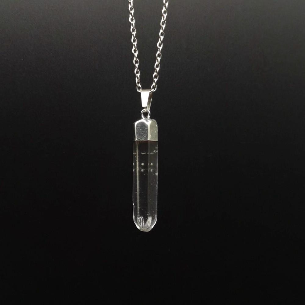 Natural White Crystal Pendant Necklace Silver Plated Natural Stone Crystal Necklace N802