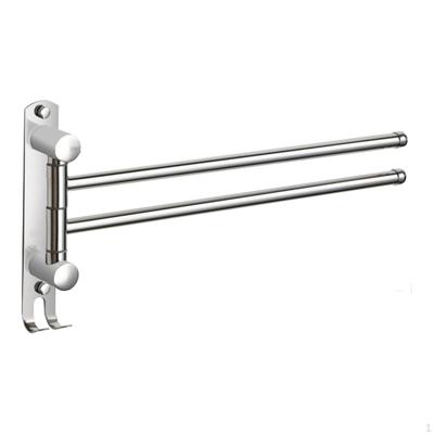 Towel Rack Wall Mount 180 Degree Swivel Bar Towels Hanger Shower Bathroom with Hooks