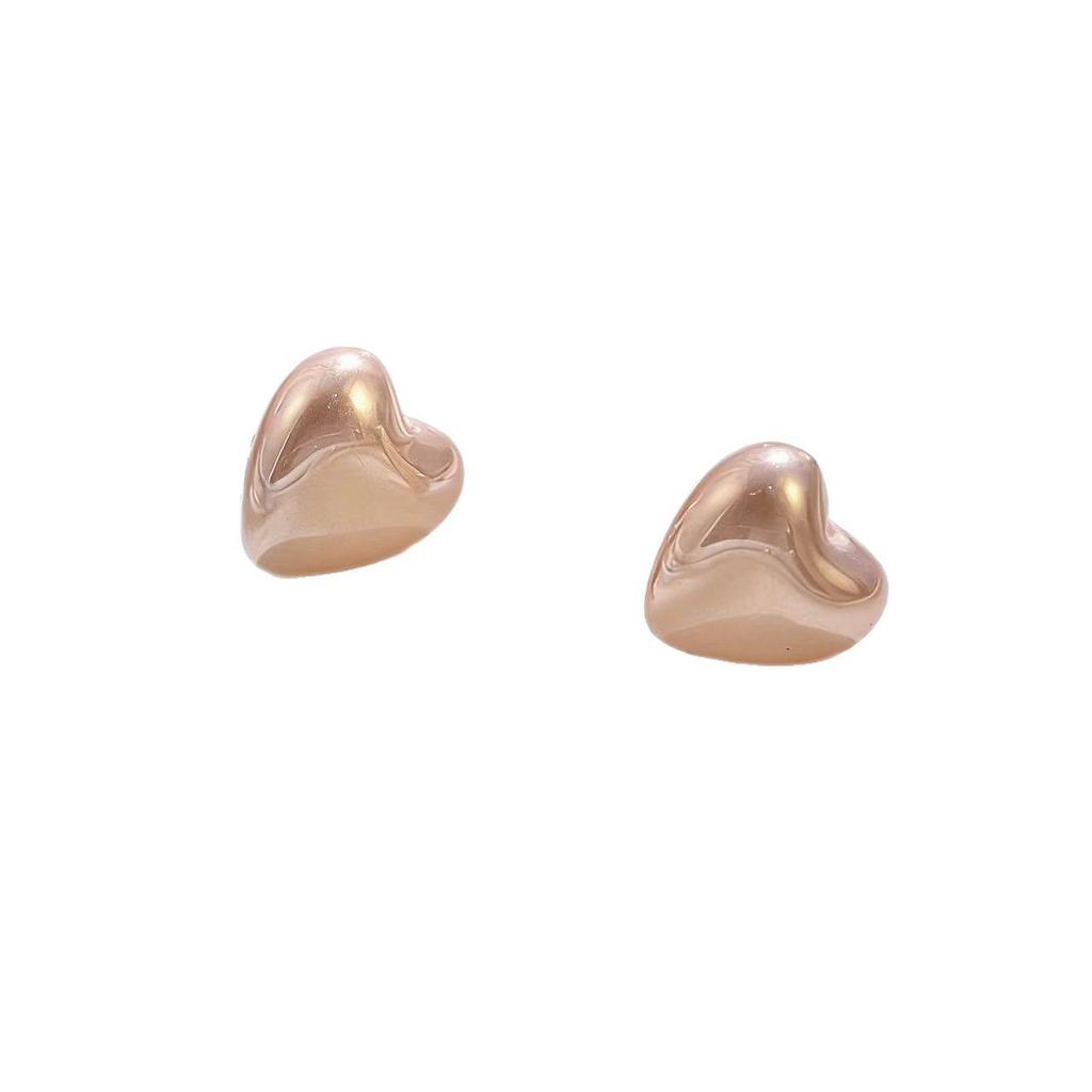 Women's Mini French Heart Pearl Stud Earrings - Elegant, Light Luxury Fashion Jewelry