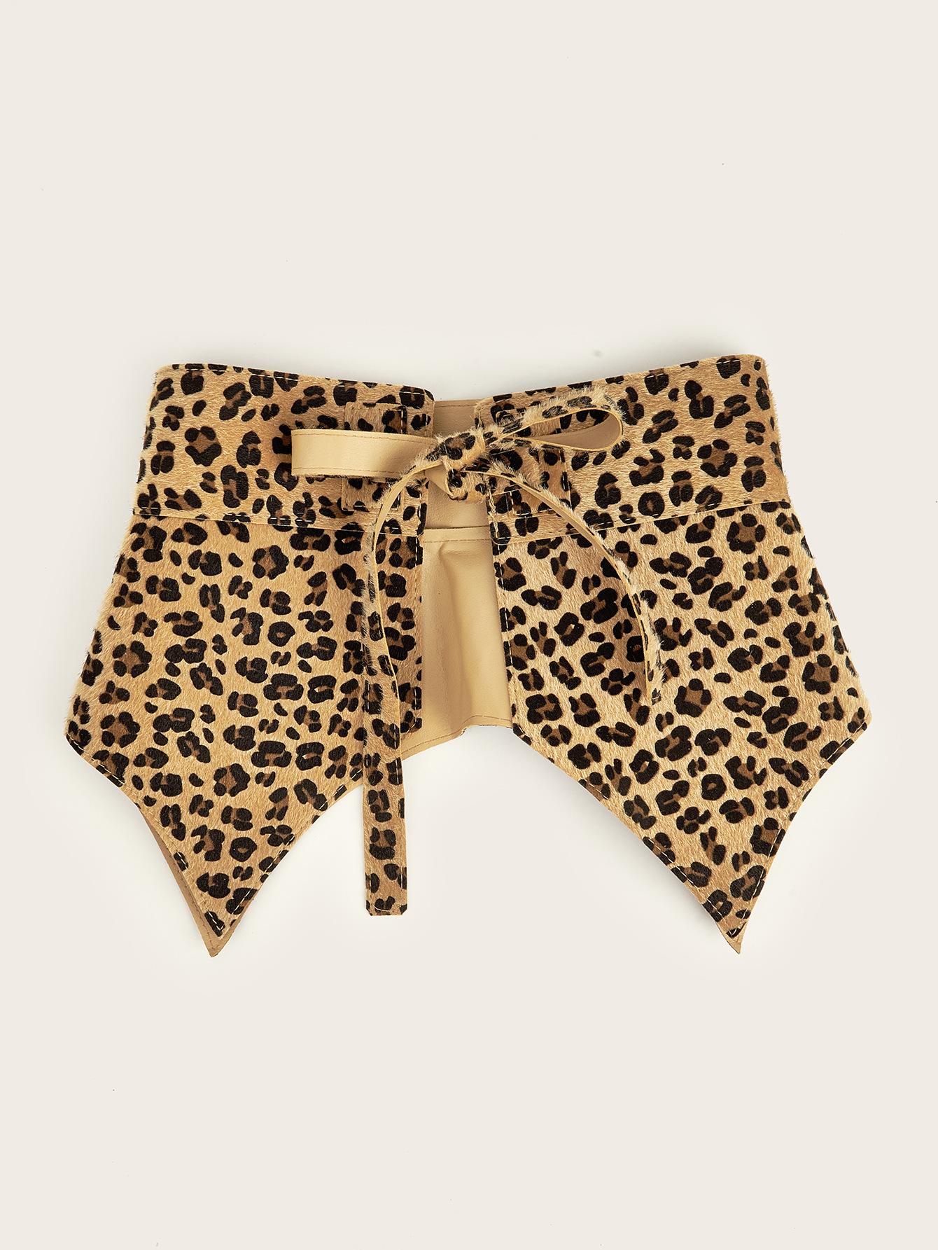 

Французский Нишевый Дизайн Чувство Иерархии Леопардовый Принт Ласточкин Хвост Пояс-Кушак Ремень