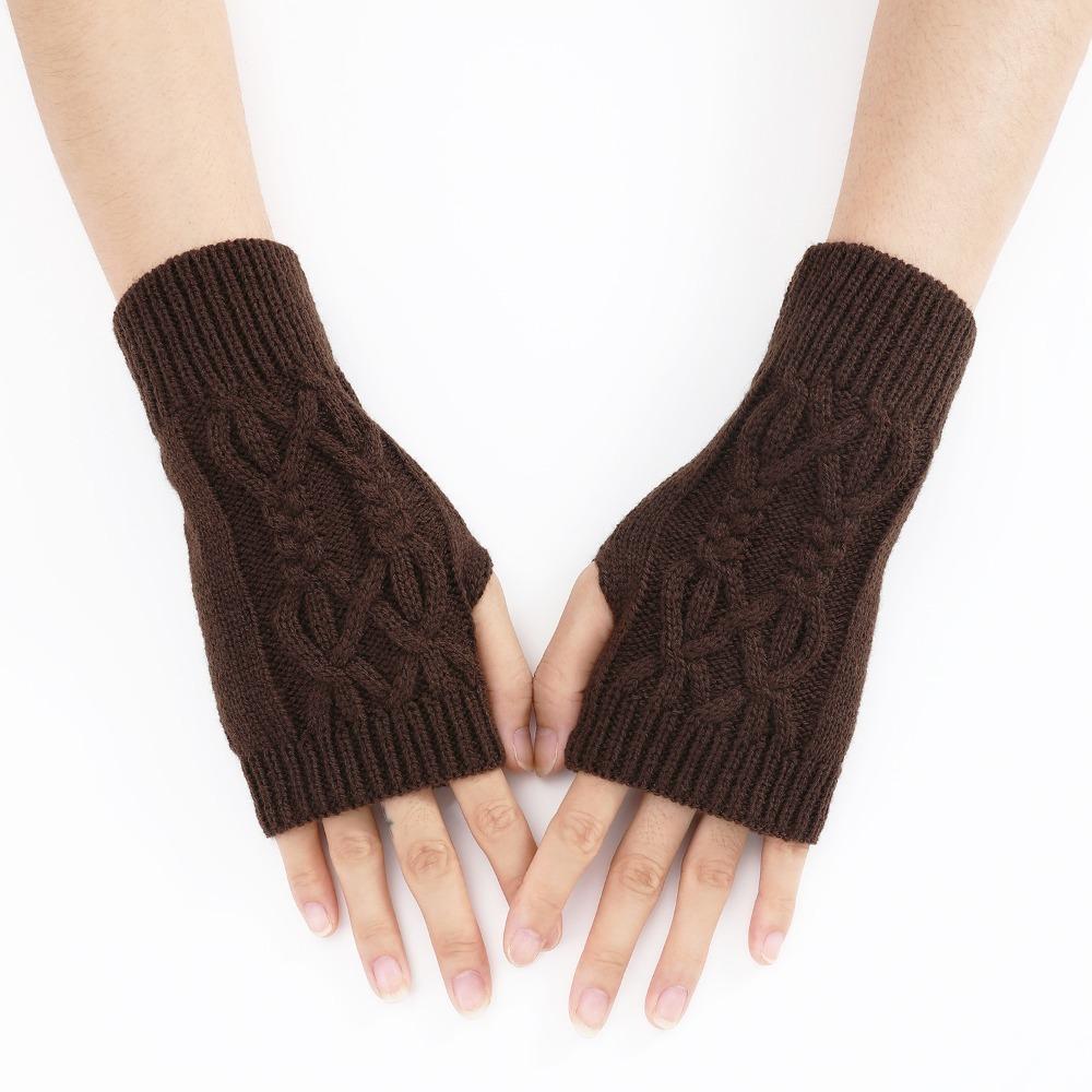 Solid Color Half Finger Gloves Soft Fingerless Gloves Fashion Half Finger Mitten  Unisex