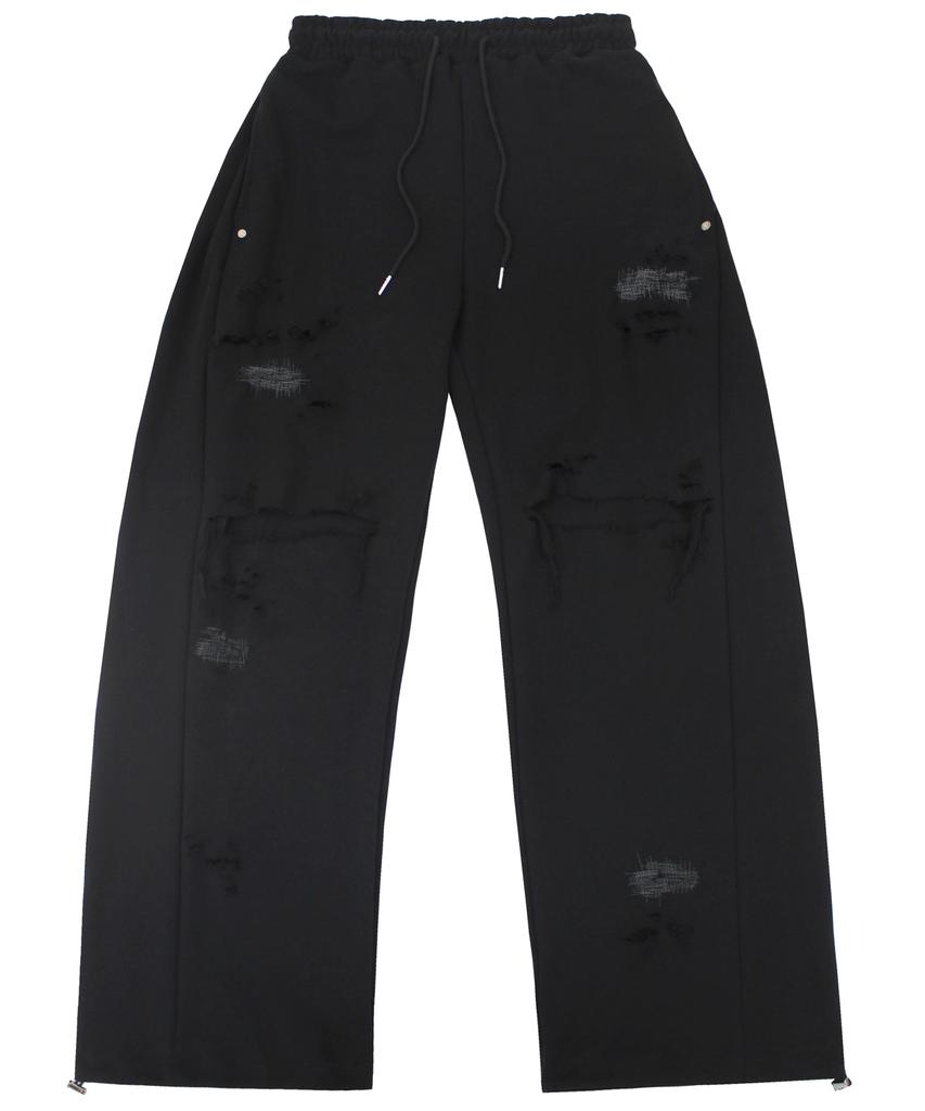 Leondieseu Distressed Side Tuck Sweatpants (Black)