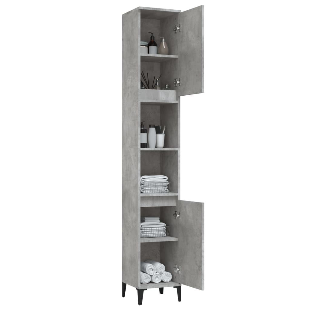 Bathroom Cabinet Concrete Grey 30 X 30 X 190 Cm Particleboard