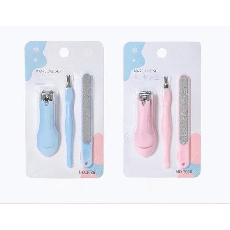 3-Piece Manicure and Manicure Set, Stainless Steel Nail Clippers Polished Nail Grinding Strip V-shaped Dead Skin Fork