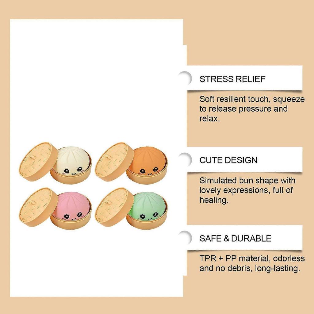 Amz Cyan Steamed Stuffed Bun Pinch Music Carry Soft Non-Stick Hand Squeeze Rebound Fun Decompression Simulation Food Toys