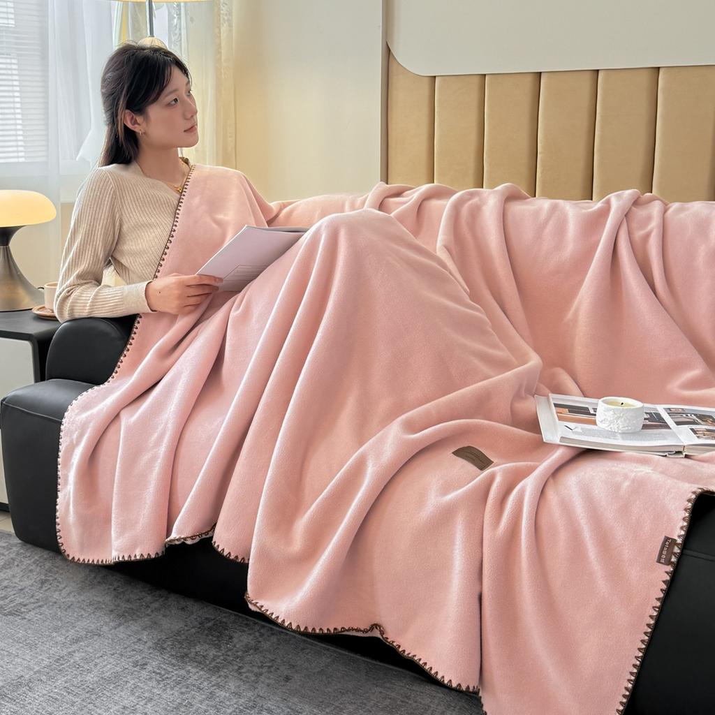 Double Sided Faux Cashmere Warm Autumn Blanket Solid Color Super Soft Plush Throws Blankets for Sofa Bed Multifunctional Plaid