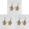Gold Star Moon Dangle Earrings With Butterfly Pattern For Fashion Women