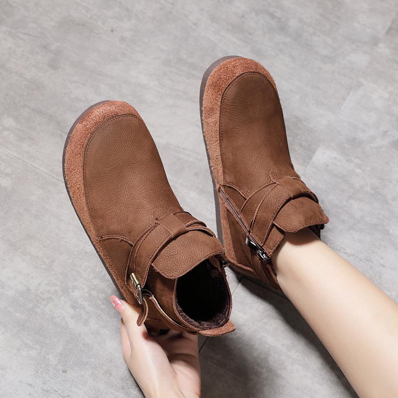 

Модные мягкие зимние сапоги из коровьей кожи, женская обувь на плоской подошве, зимняя обувь из натуральной кожи, обувь для пожилых людей, ретро-стиль 40 коричневый