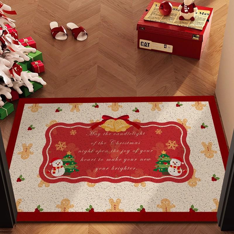 Christmas Loop Pile Non-slip Doormat: Wear-resistant, Cuttable, Ideal for Home Entrances
