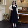 Large size women's fake two-piece dress, spring and autumn new rich family daughter style temperament super fairy medium and long dress