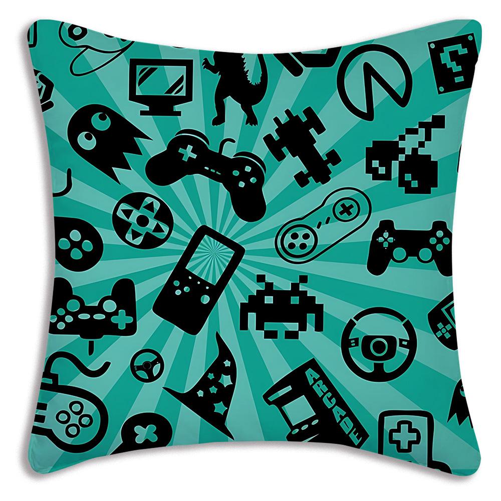 Hot Colorful Game Gamepad Pillow Covers Cartoon Sofa Decorative Home Double-Sided Printing Short Plush Cute Cushion Cover
