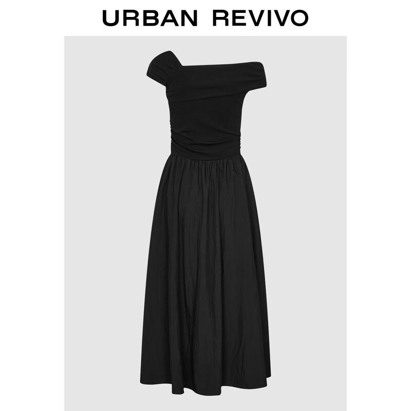 

UR 2025 Autumn Women s French Oblique Shoulder Little Black Dress S