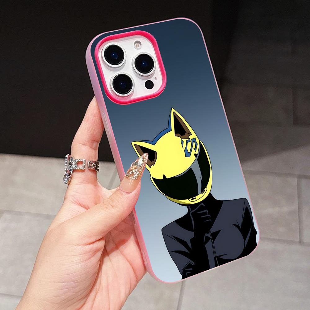 Anime Durarara Phone Case for iPhone 17 16 15 14 13 12 11 Air Pro Max Plus Jelly Double layer Rose Red Cover