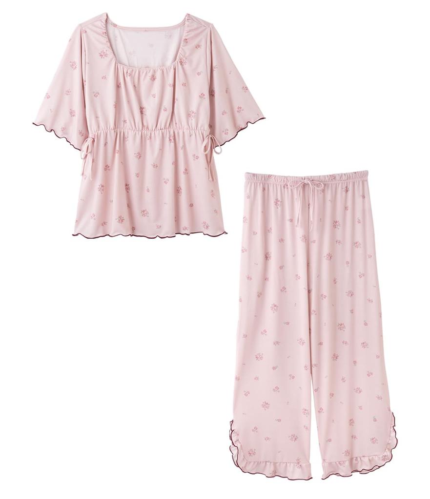 Peach John Soft Floral Short Stylish Summer Flared Cut and One Size Loungewear, Print, Sleeves, Cute, Pajamas, Sewn, Pink,
