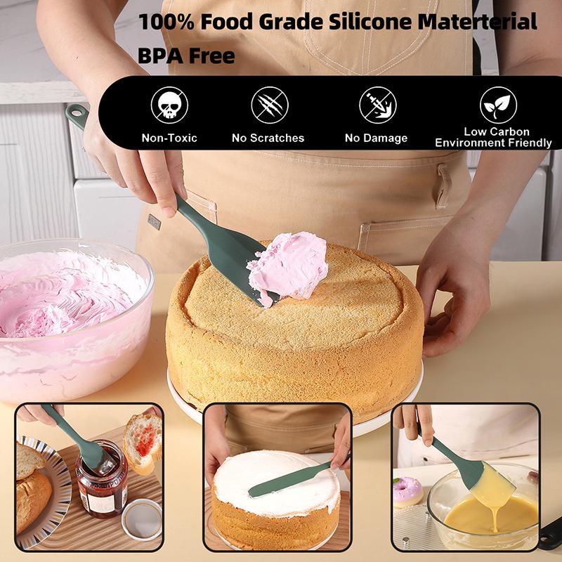 9 Pieces Silicone Bakeware Spatula Set Food Grade Non Stick Heat Resistant Spatulas Cooking Kitchen Essentials Baking Tools