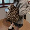 Bag women's 2025 new product contrasting color retro woolen material plaid leopard print tote bag portable shoulder underarm bag tide