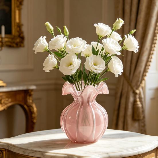 Piccolo Vaso da Fiori in Vetro Decorativo Portafiori con Apertura a Portamonete per Soggiorno Tavolo da Interno Centrotavola