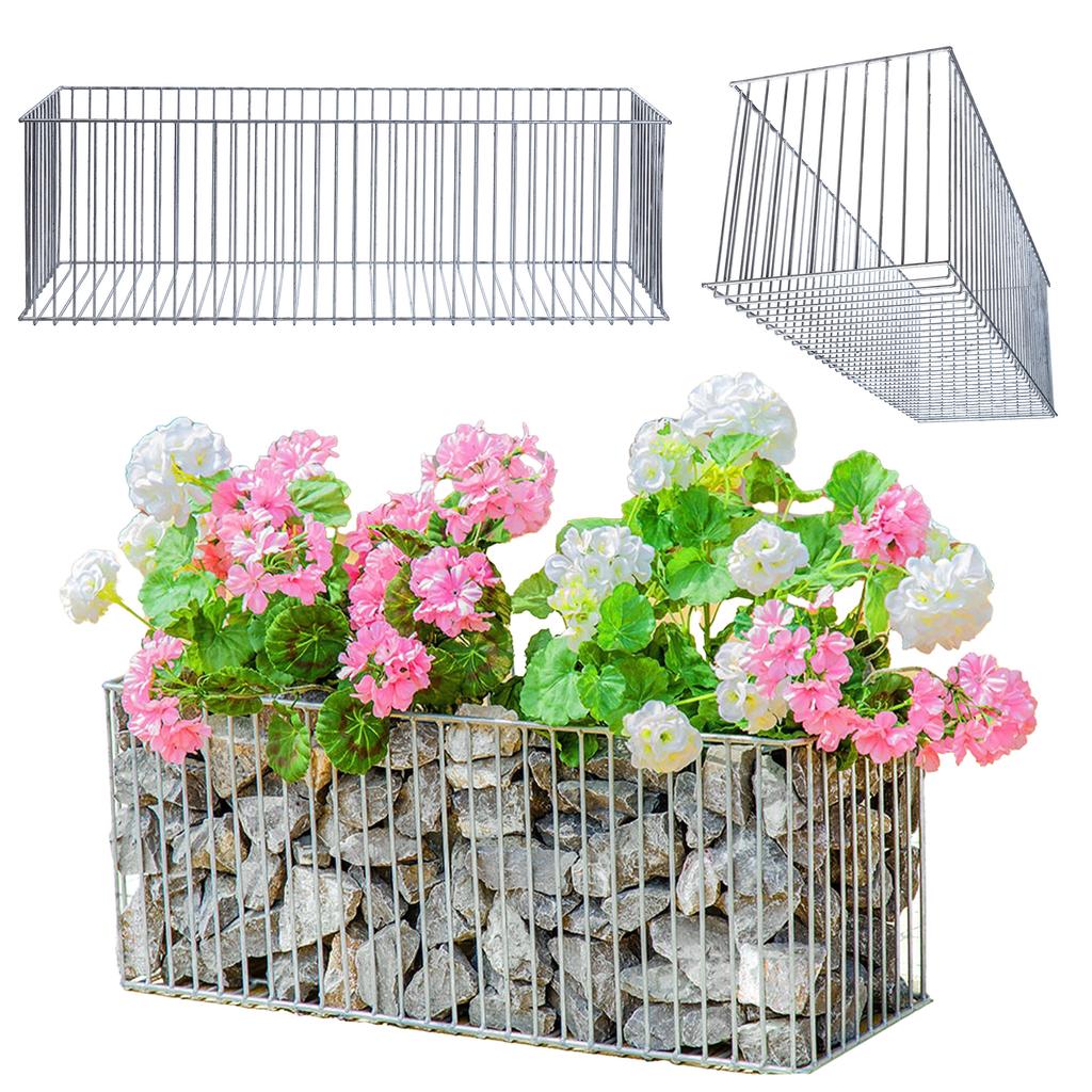 KADAX Gabionový květináč, gabionový kryt z oceli, pro květiny, kamenná zahrada, venkovní