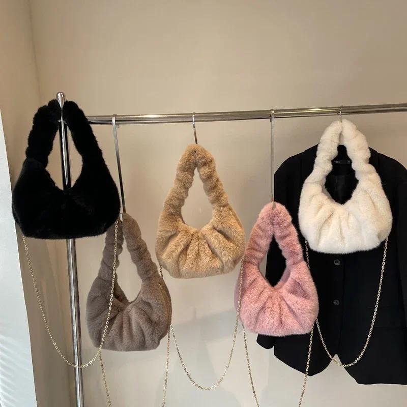 Fashion Soft Chain Buckle Solid Color Crossbody Bag Universal Basic Style Commuter Women's Shoulder Bag