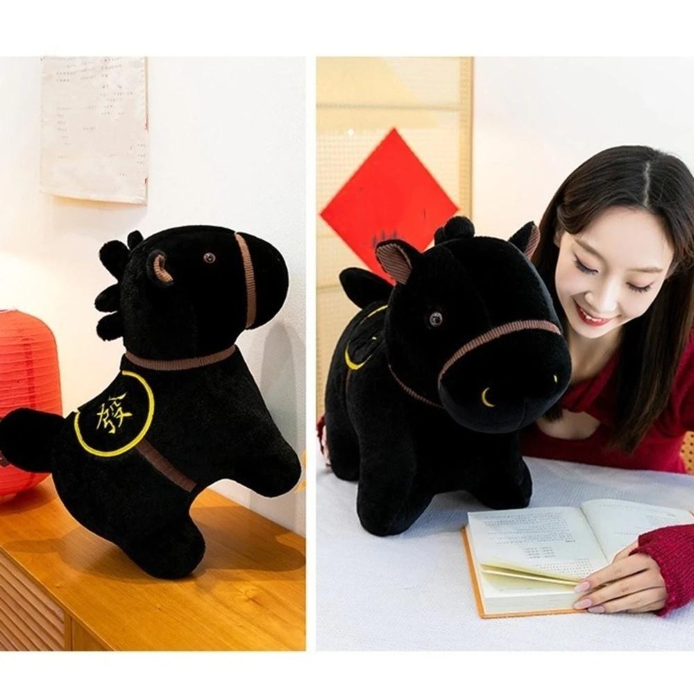 Zodiac Horse Stuffed Animal Doll Soft Simulated Horse Toys Cute Cartoon Horse Doll  Home Decoration