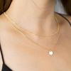 Stainless Steel Double Layer Round Disc Pendant Necklace - European & American Style