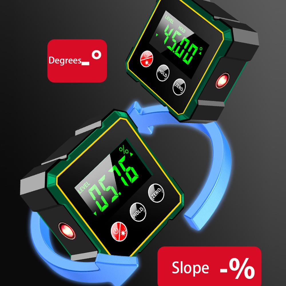 Magnetic Digital Angle Finder Electronic Laser Gauge Ruler 360 Degree LCD Protractor Mini Inclinometer Measuring Tool