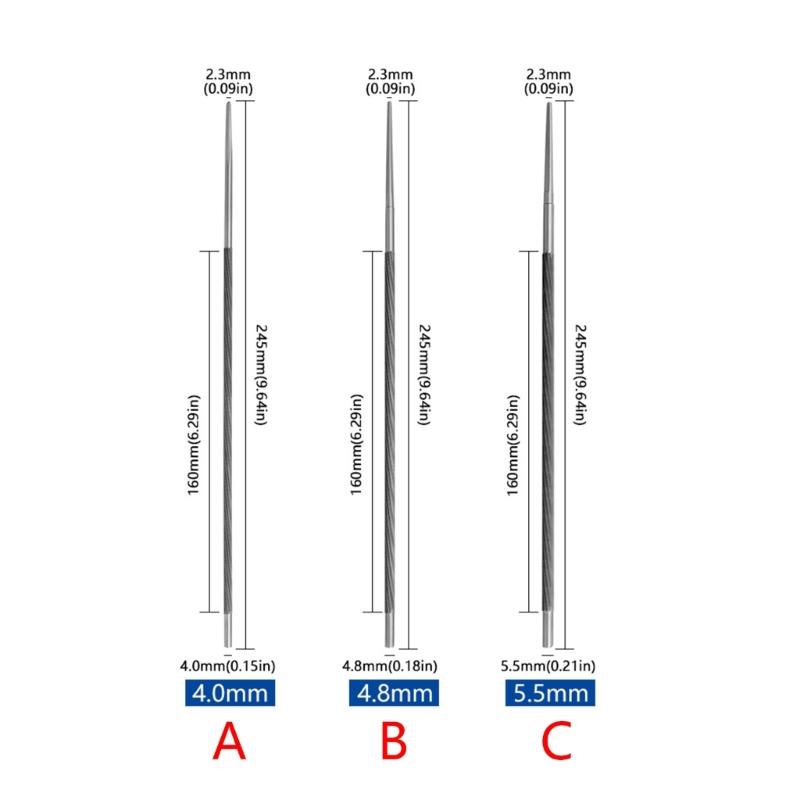3Pcs Professional Round Chainsaw Chain Sharpening Files for Woodworkers Carving and Furniture Making 4.0mm 4.8mm 5.5mm