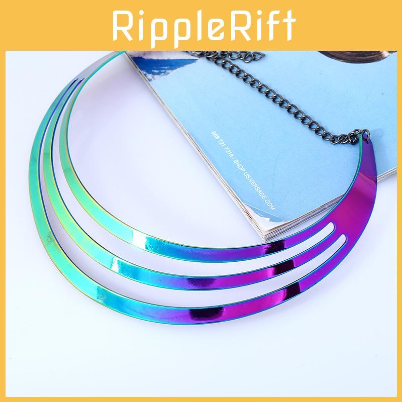 Layer Multi Metal Collar Necklace With Gradient Design For Unisex Gifting Wear