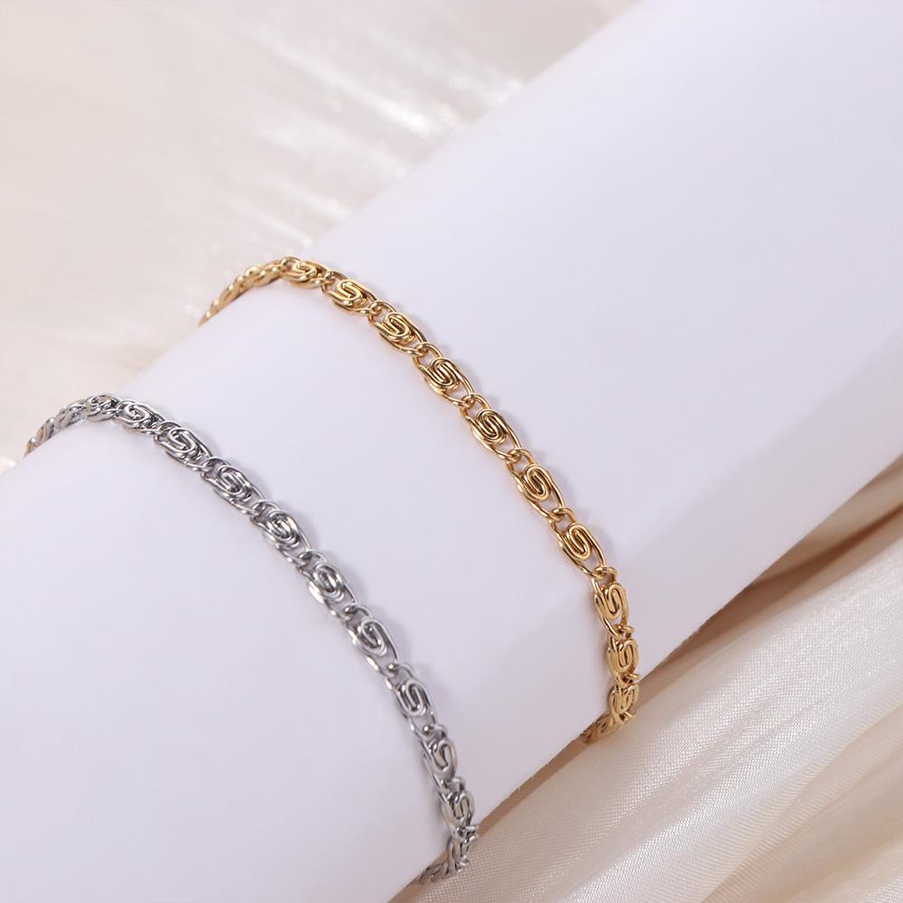 Thin Stainless Steel Bracelet Paper Clip Gold Bracelets Women Geometry Hands Jewelry Gift