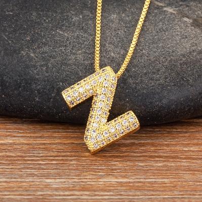 

Nidin Classic New Trendy Initials English Alphabet 26 A-Z Letter Pendant Gold Plating Family Name Capital Necklace for Women