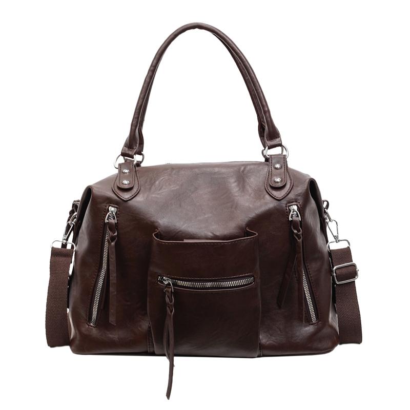 

Винтажная сумка большой вместимости, сумка-кроссбоди для поездок, женская наплечная сумка-тоут, дорожная сумка для коротких поездок кофейный