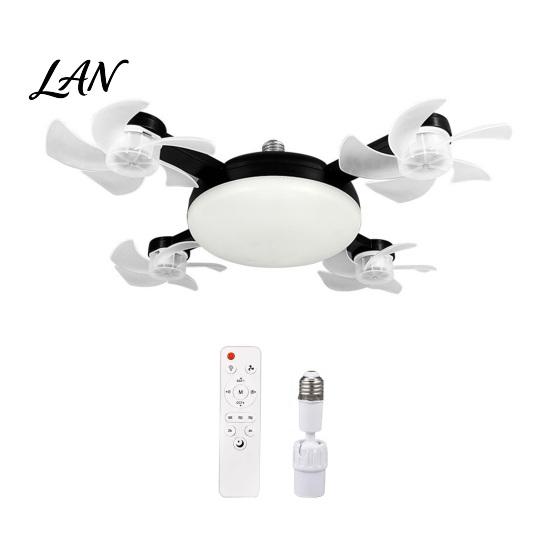 Adjustable Angle Fan Light 3/4/5 Blade Ceiling with & Remote Control, 2-in-1 Silent LED Drone Energy Saving Foldable Blades, 3-Speed Dimmable