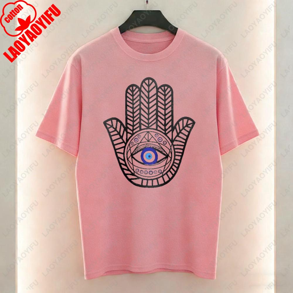 Hamsa Hand Evil Eye Women TShirt Boho Protection Graphic Tops Luck Casual Style Cotton Tee Vintage Classics Clothes for Women