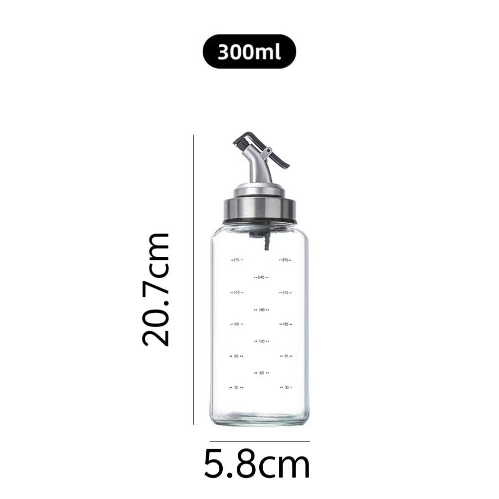 High-End Glass Oil & Vinegar Pour Bottle with Scale for Kitchen Seasoning