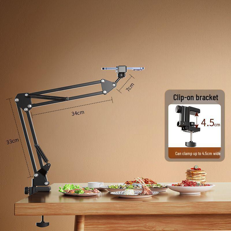 Professional Overhead Mobile Phone Stand with Fill Light for Live Broadcast, Desktop Video Recording, and Vlog Shooting.