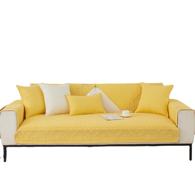 Solid Color Sofa Cushion Four Seasons Pure Cotton Fabric Non-Slip Cotton Cushion Universal Modern Sofa Cover Cover Towel