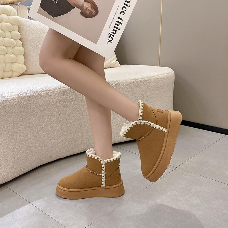 

Snow boots women s 2024 new autumn thick-soled piled thickened short boots non-slip and warm casual versatile large cotton shoes 41 светло-коричневого