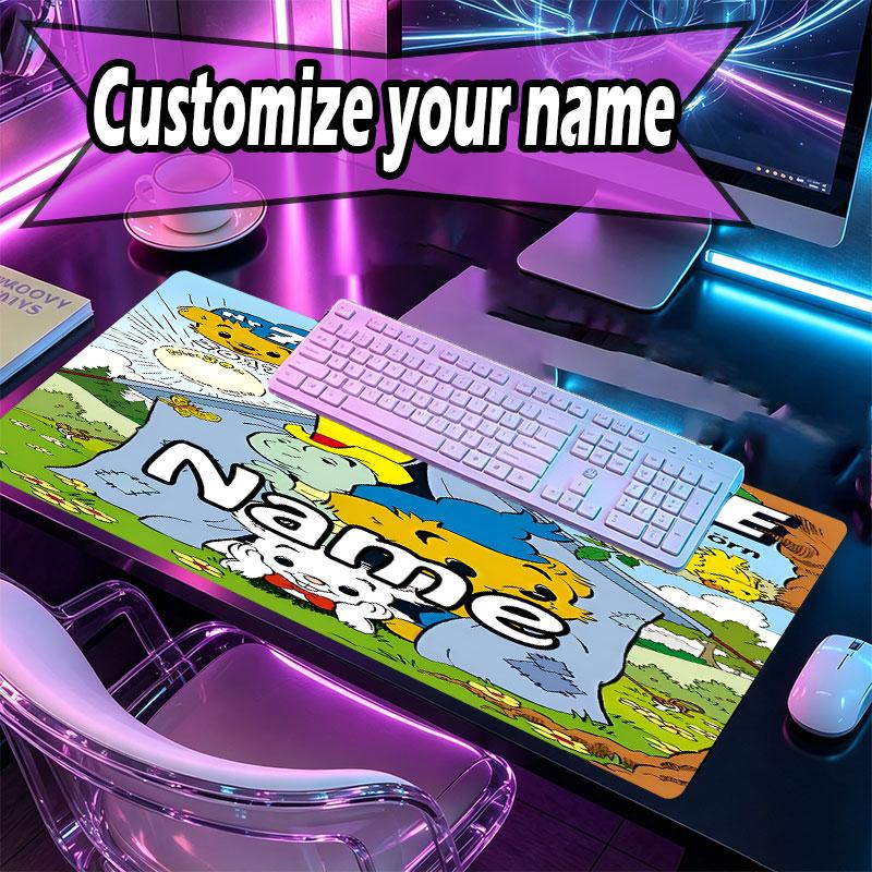 Custom Name Personalized Bamse Pattern Mousepad, Laptop PC Desk Mat, Decorative Desk Mat for Home Keyboard Pad Gift