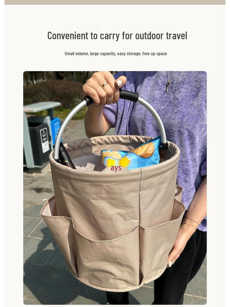 Portable Foldable Picnic and Beach Basket - Handheld Toiletry, Bath, Household & Shopping Bag