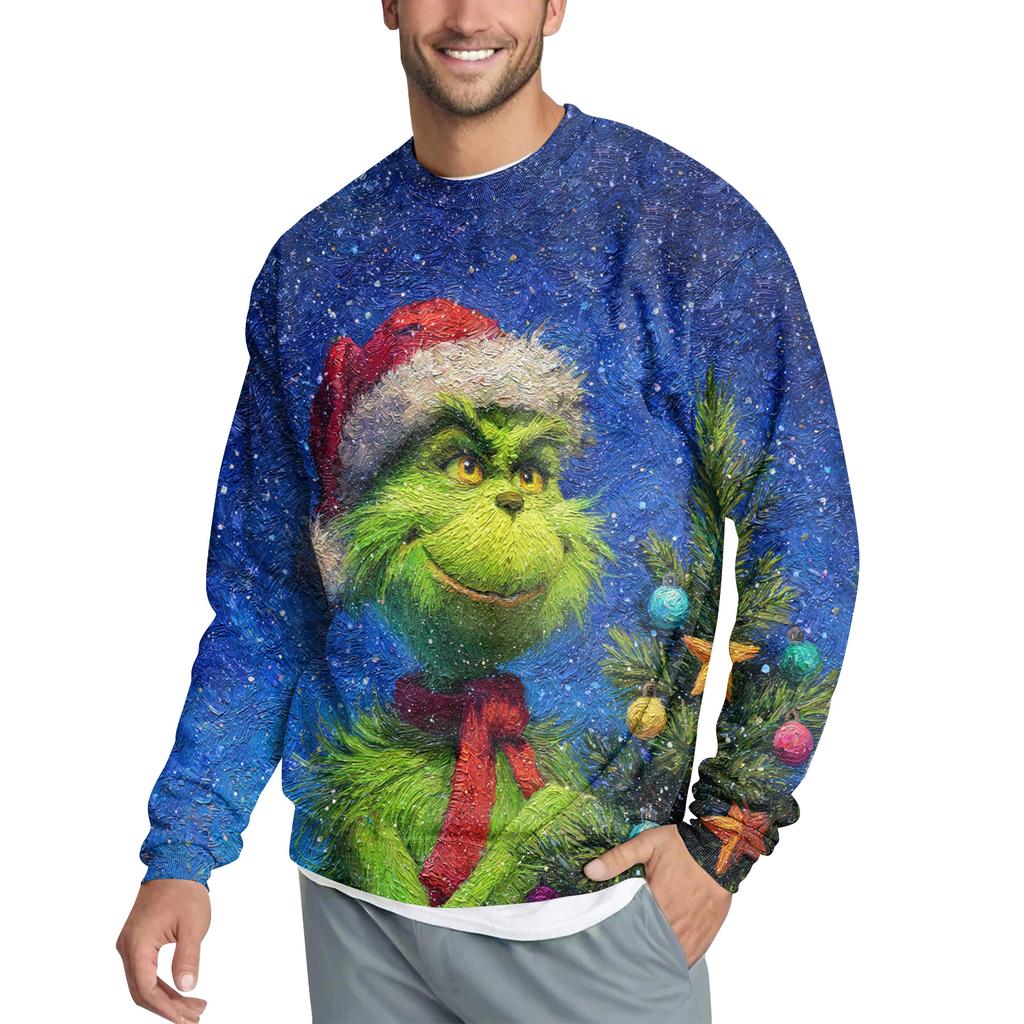 Men's Casual Fashion Printed Round Neck Pullover Sweatshirt