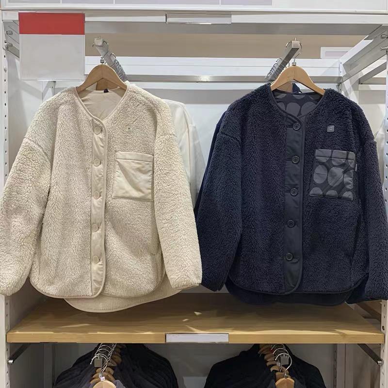 2025 Women's Faux Lambswool Fleece Cardigan Jacket 474871 - Warm Round Neck for Autumn/Winter