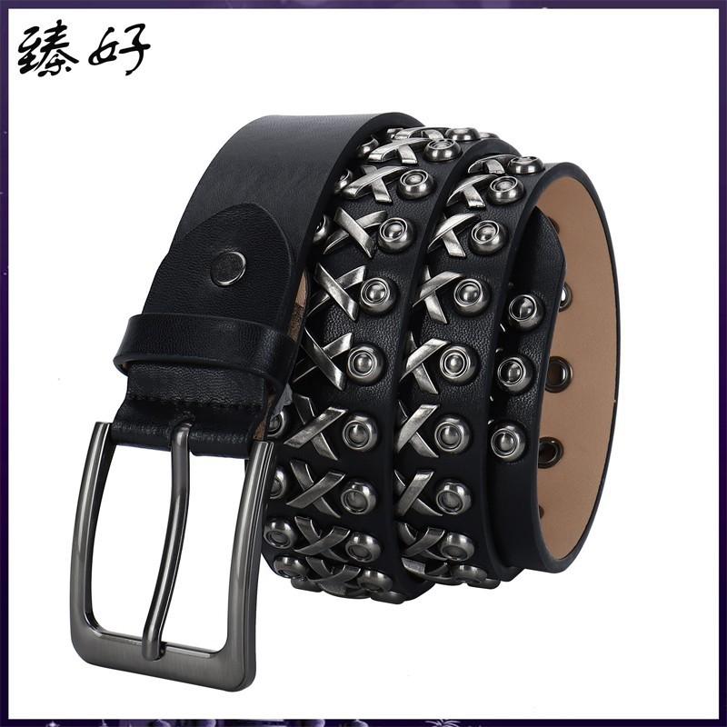 Handmade Punk Hip Hop Belt Men Women Adjustable Leather Waist With Alloy Buckle Casual Outdoor Fashion Accessory